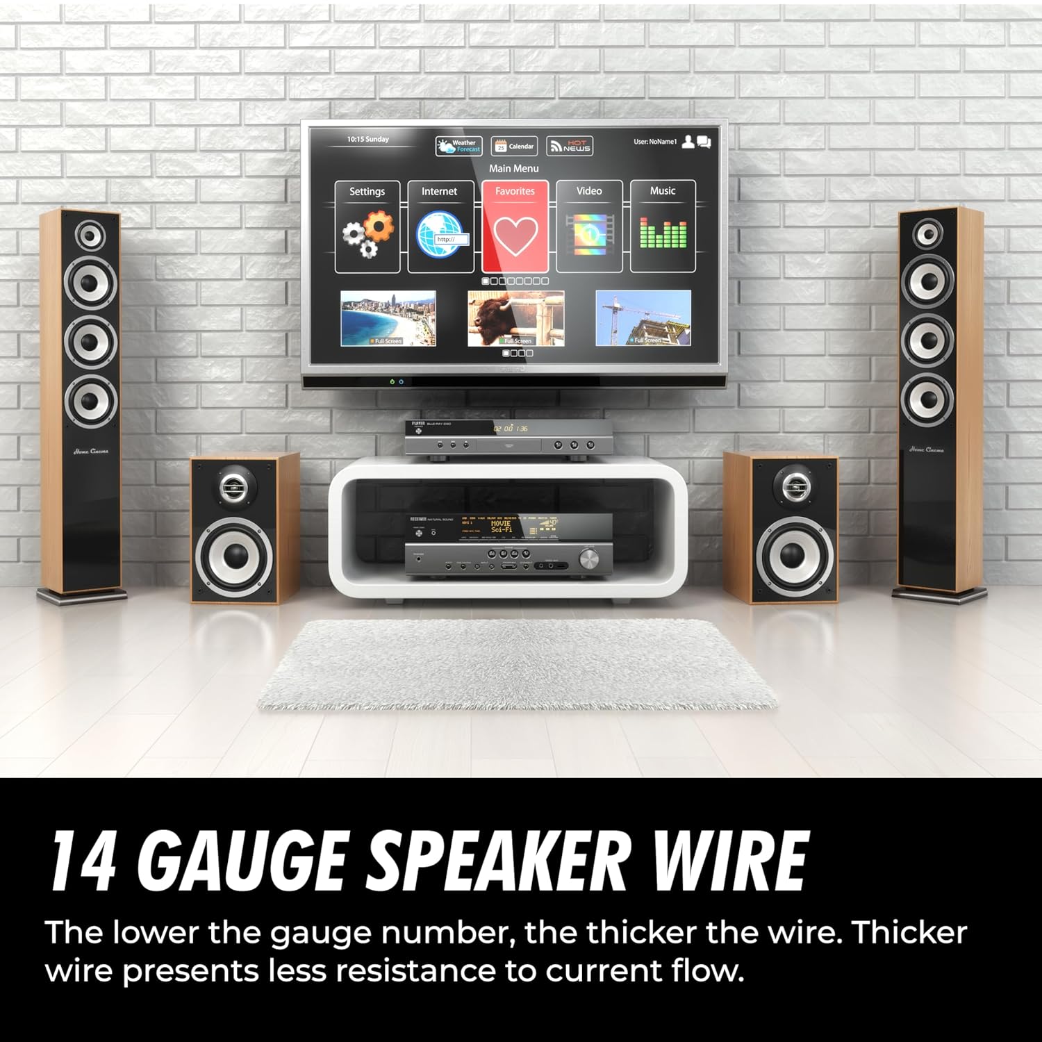 InstallGear 14 Gauge Tinned OFC Heavy Duty Boat Marine Speaker Wire, 50 feet | White Speaker Cable | OFC Speaker Wire 14 Gauge | Marine Wire 14 Gauge Wire for Outdoor, Automotive, and Marine 50 Feet 14 Gauge