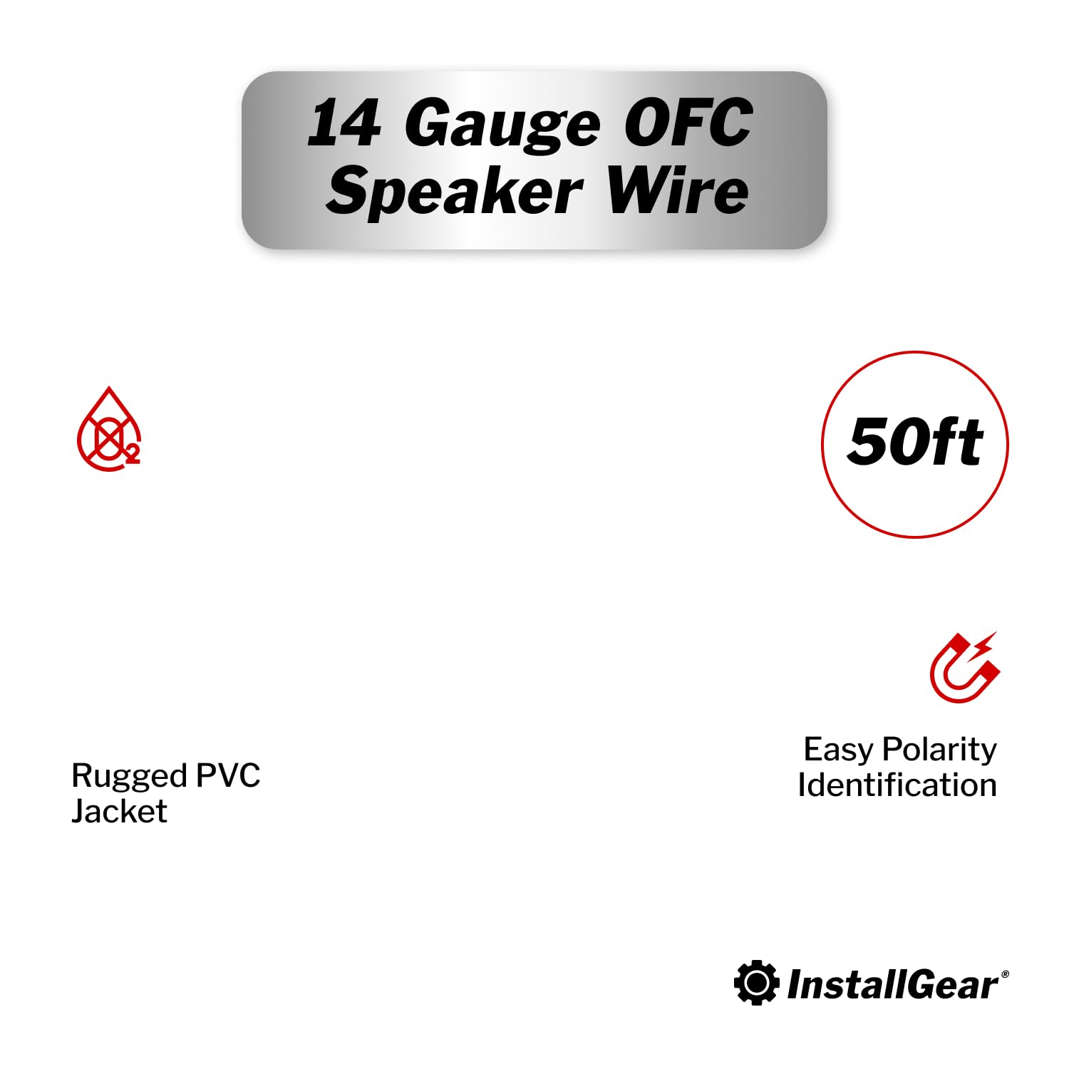 InstallGear 14 Gauge Tinned OFC Heavy Duty Boat Marine Speaker Wire, 50 feet | White Speaker Cable | OFC Speaker Wire 14 Gauge | Marine Wire 14 Gauge Wire for Outdoor, Automotive, and Marine 50 Feet 14 Gauge