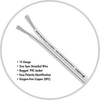 InstallGear 14 Gauge Tinned OFC Heavy Duty Boat Marine Speaker Wire, 50 feet | White Speaker Cable | OFC Speaker Wire 14 Gauge | Marine Wire 14 Gauge Wire for Outdoor, Automotive, and Marine 50 Feet 14 Gauge