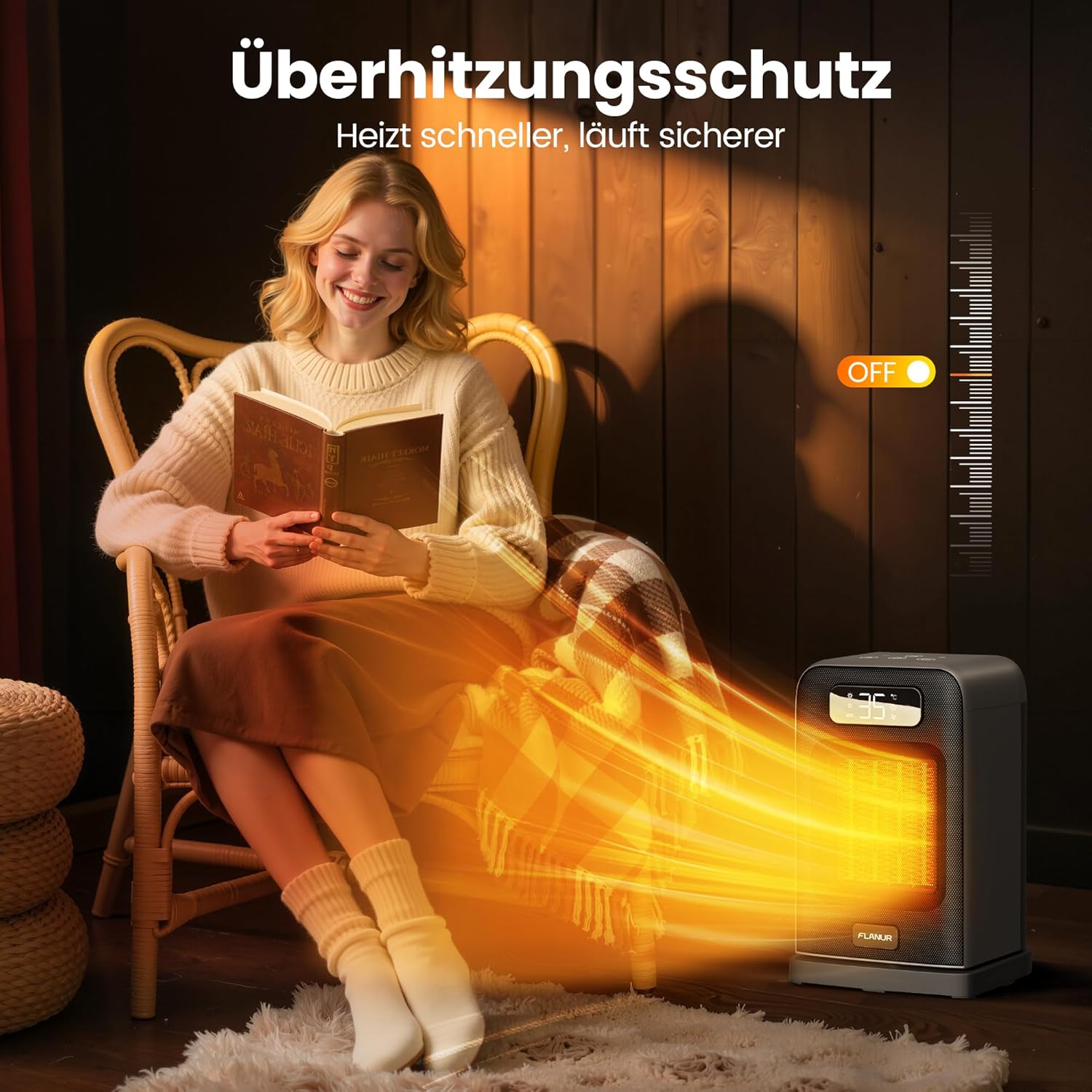 Space Heaters for Indoor Use, 1500W Small Desk Heater 2 in 1 with Remote, Thermostat, LED Display, Overheat & Tip Over Protection, 12H Timer, 70° Oscillating Heater for Office (Black, 1Pack) 10inch Black