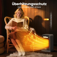 Space Heaters for Indoor Use, 1500W Small Desk Heater 2 in 1 with Remote, Thermostat, LED Display, Overheat & Tip Over Protection, 12H Timer, 70° Oscillating Heater for Office (Black, 1Pack) 10inch Black