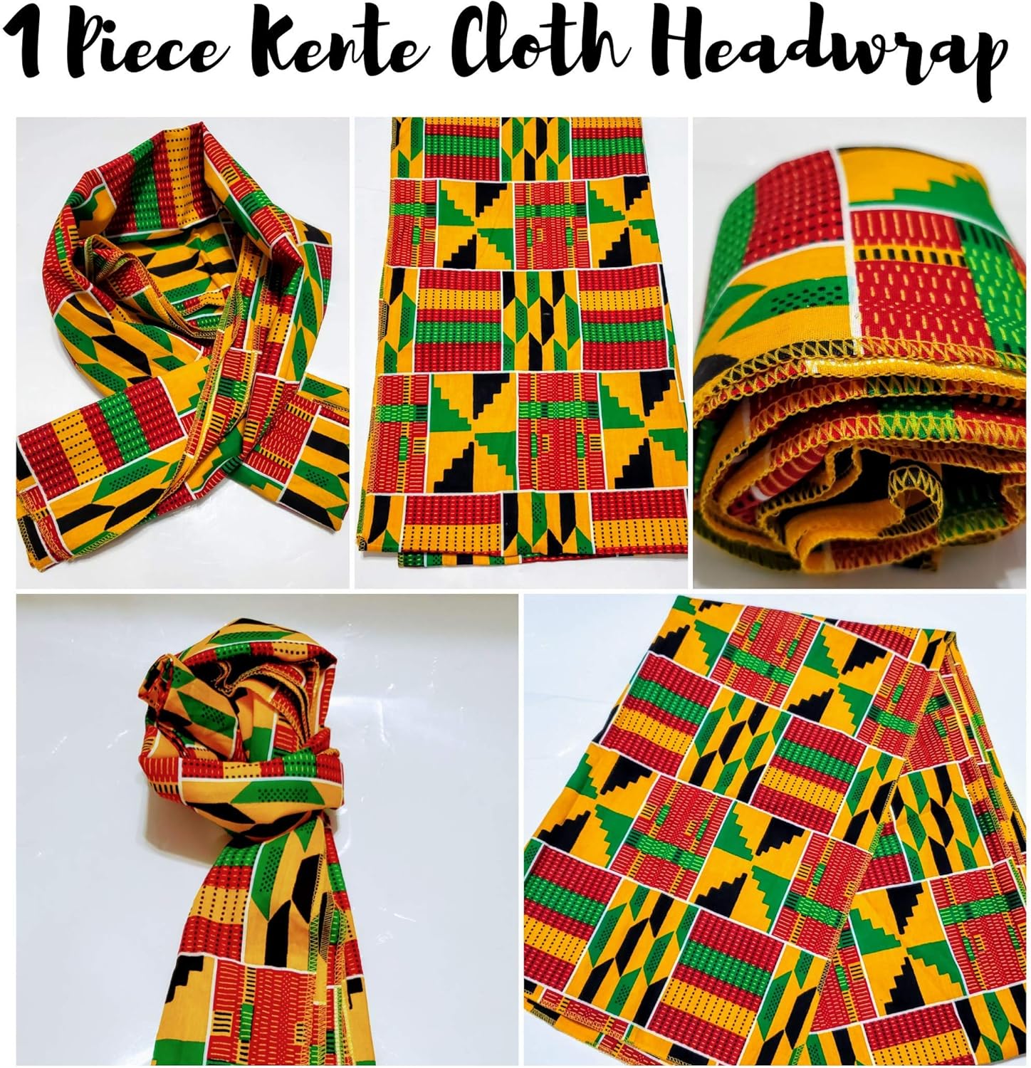 Ankara African Print Soft Headwraps Headband Long Hair Head Wrap Scarf Turban Tie Jersey Knit African head wraps 1. Kente Cloth Green, Black and Orange