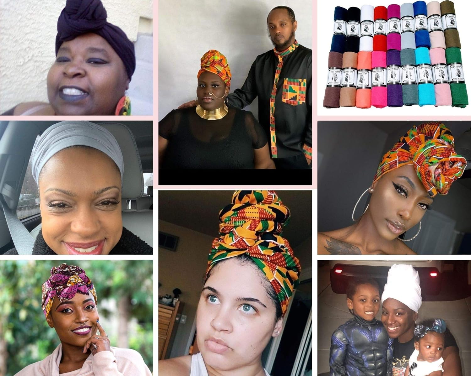 Ankara African Print Soft Headwraps Headband Long Hair Head Wrap Scarf Turban Tie Jersey Knit African head wraps 1. Kente Cloth Green, Black and Orange