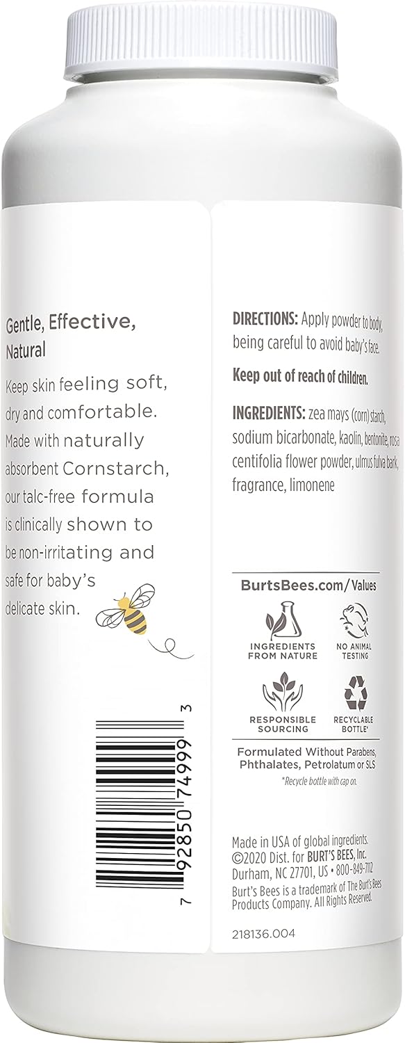 Burt's Bees Baby Powder, Hypoallergenic Dusting Powder, Non-Irritating, Calming Skin Care, All Natural, Talc Free,7.5 Ounce (Pack of 3) Clean 7.5 Ounce (Pack of 3)