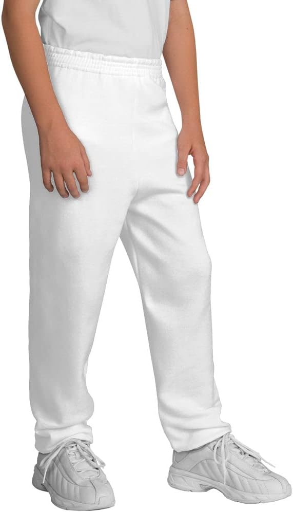 Joe's USA Youth Soft and Cozy Sweatpants in 7 Colors. Sizes Youth XS-XL Large White