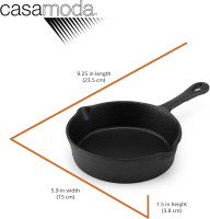 Casamoda 5.4 inch (13.7cm) pre-seasoned cast iron skillet, Mini Fry Pan, Round 5-Inch Round