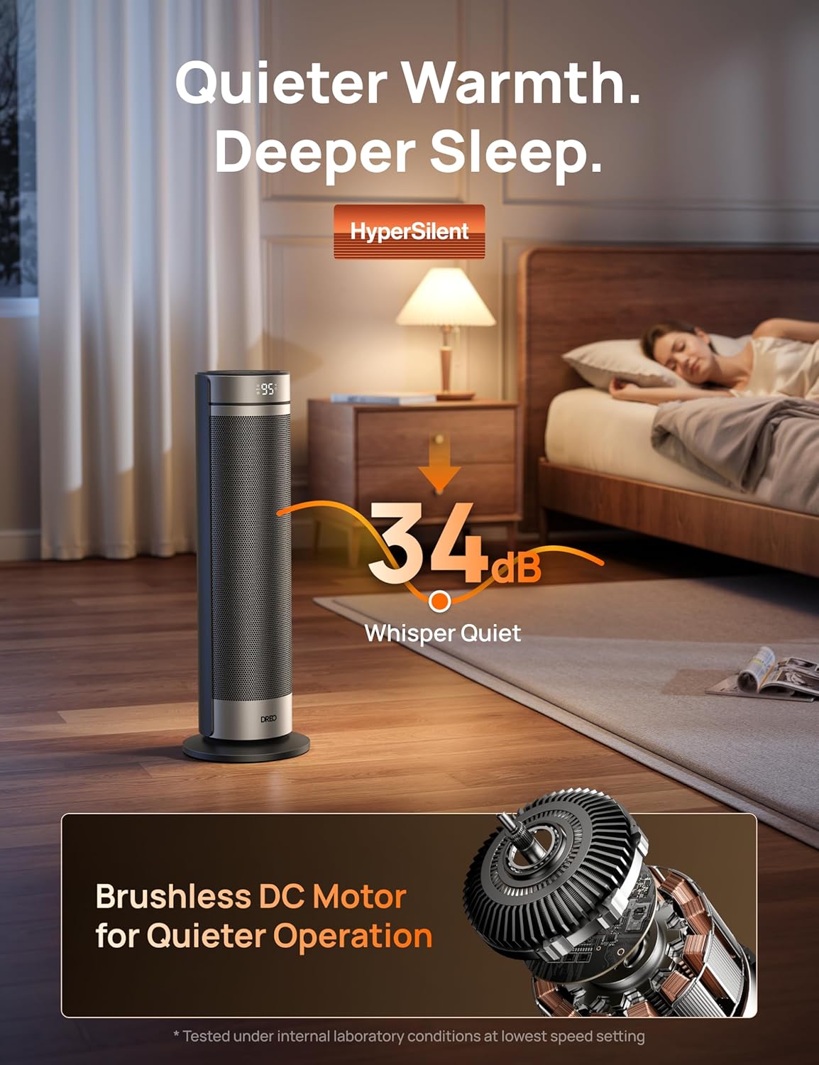 DREO Space Heater for Large Room, 23 Inch Electric Heaters for Indoor Use, 8 Safe Protection Tower, 70° Oscillation, PTC Ceramic with Thermostat and Remote, Quiet, 12H Timer, Bedroom, Office Silver 23inch