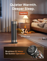 DREO Space Heater for Large Room, 23 Inch Electric Heaters for Indoor Use, 8 Safe Protection Tower, 70° Oscillation, PTC Ceramic with Thermostat and Remote, Quiet, 12H Timer, Bedroom, Office Silver 23inch