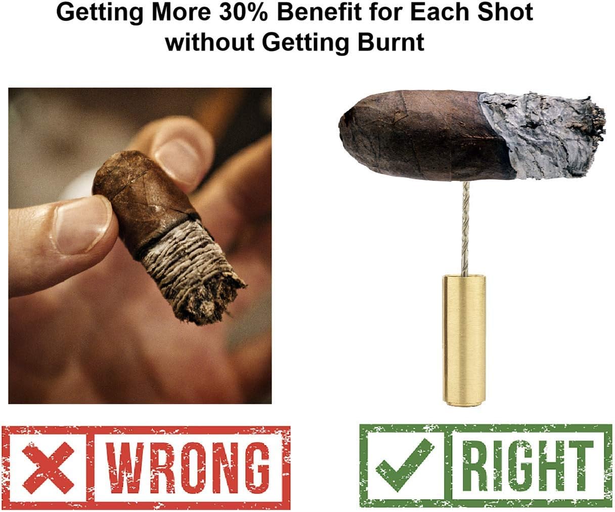 Cigar Draw Enhancer Tool QBOSO Travel Cigar Draw with Wooden Case,Getting More 30% Benefit for Each Shot. (Simple) 6 inch