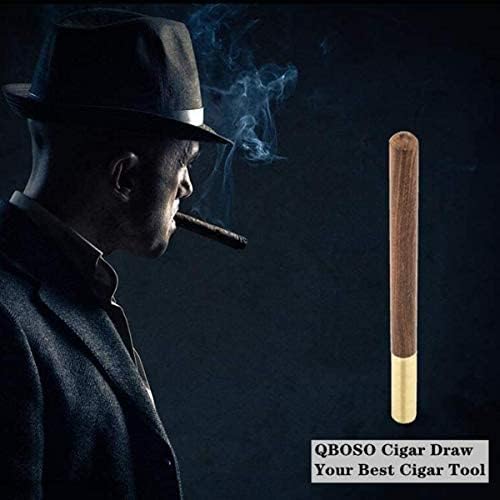 Cigar Draw Enhancer Tool QBOSO Travel Cigar Draw with Wooden Case,Getting More 30% Benefit for Each Shot. (Simple) 6 inch