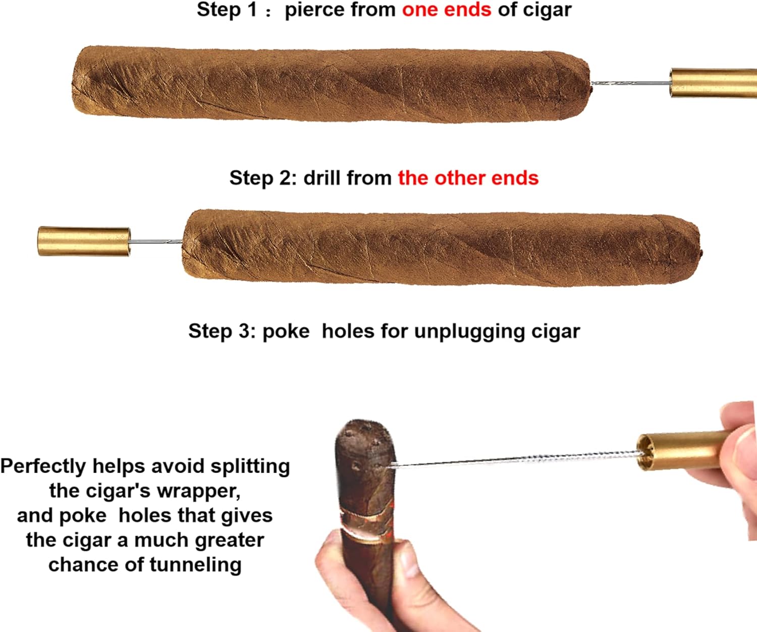 Cigar Draw Enhancer Tool QBOSO Travel Cigar Draw with Wooden Case,Getting More 30% Benefit for Each Shot. (Simple) 6 inch
