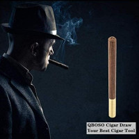 Cigar Draw Enhancer Tool QBOSO Travel Cigar Draw with Wooden Case,Getting More 30% Benefit for Each Shot. (Simple) 6 inch