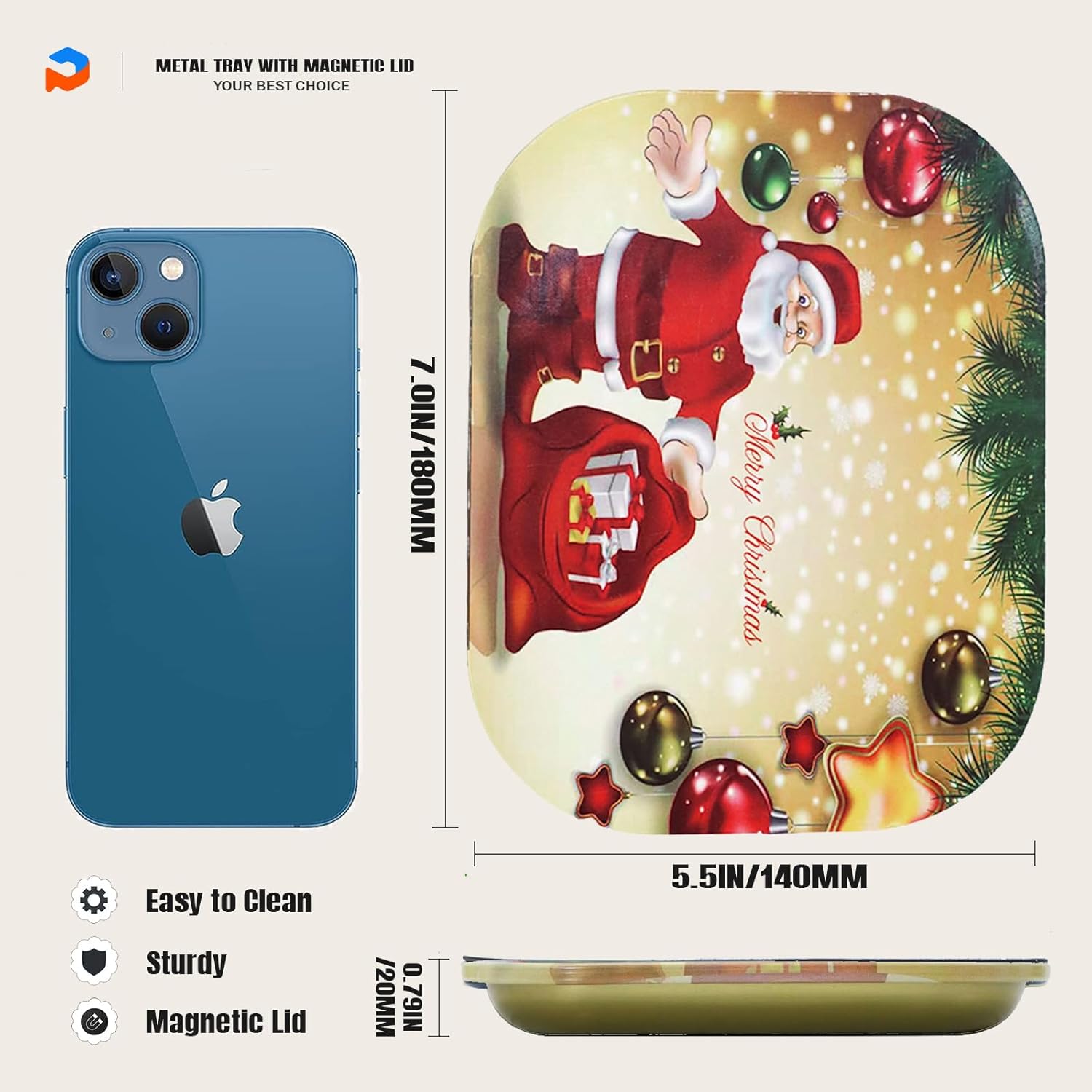 YAPAS Metal Tray with PVC Soft Magnetic Lid, 7