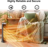 Space Heater for Indoor Use with Remote - 70° Oscillating Tower Electric Heater, 24 Inchs, 12H Timer, 1500W Quiet PTC Ceramic Heating with Thermostat, Fast Safety Heat for Office, Home, Bedroom