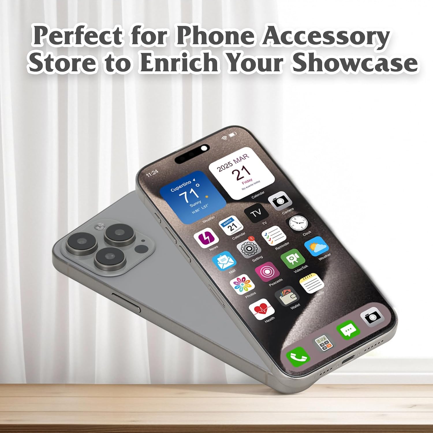 Dummy Fake Phone Model, Looks Like The Real Phone Compatible with Phone 15 Pro max, for Cell Phone Store Display or Send a Toy Phone 15 Promax for Kids (Titanium Rainbow Front)