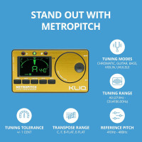 KLIQ MetroPitch - Metronome Tuner for All Instruments - with Guitar, Bass, Violin, Ukulele, and Chromatic Tuning Modes (MetroPitch, Gold) MetroPitch Gold