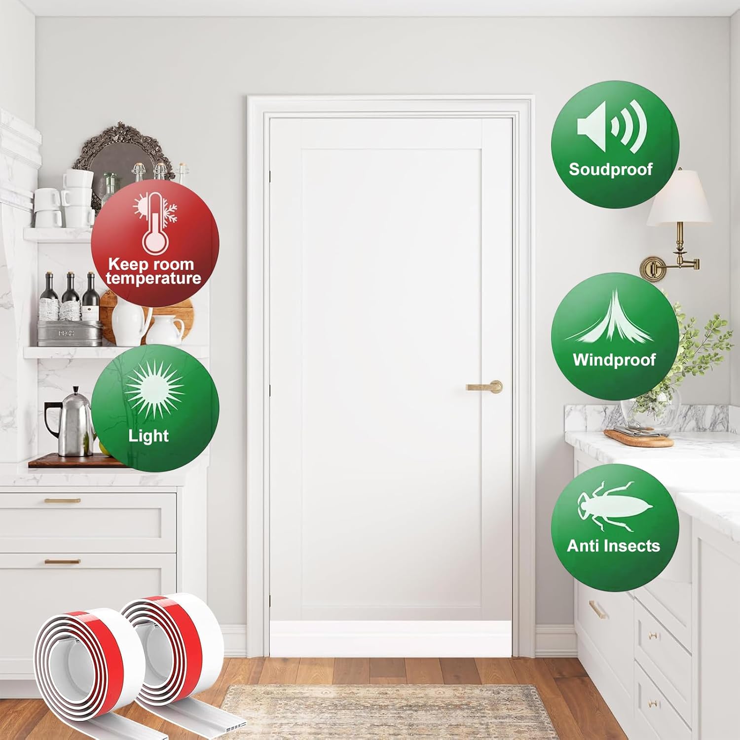 Suptikes 2 Pack Door Draft Stopper，Door Sweep for Exterior & Interior Doors,Door Bottom Seal Dust and Noise Insulation Weather Stripping Draft Guard Insulator, 1.8