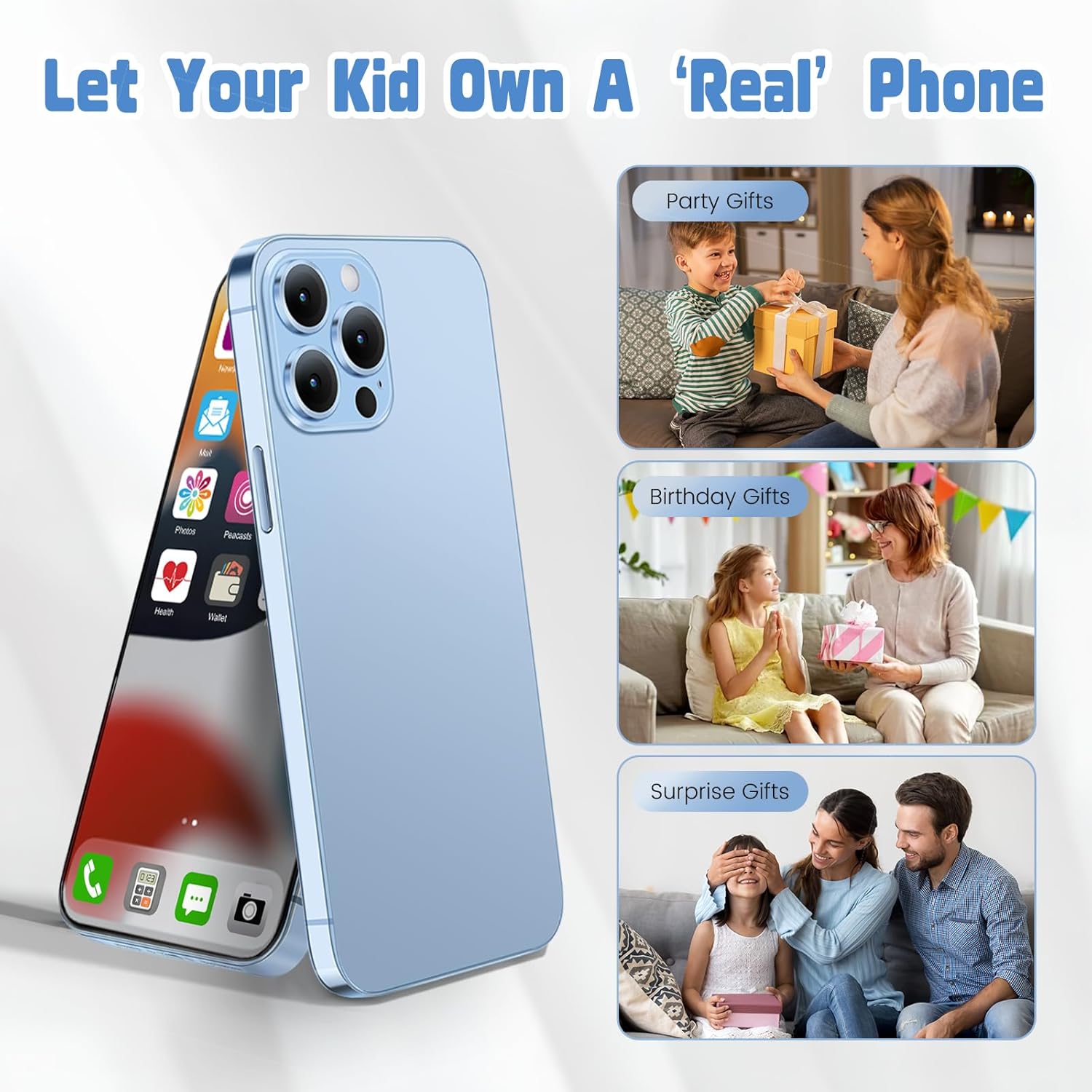 Dummy Fake Phone Model, Looks Like The Real Phone Compatible with Phone 13 Pro max, for Cell Phone Store Display or Send a Toy Phone 13 Promax for Kids (Blue Colorscreen)