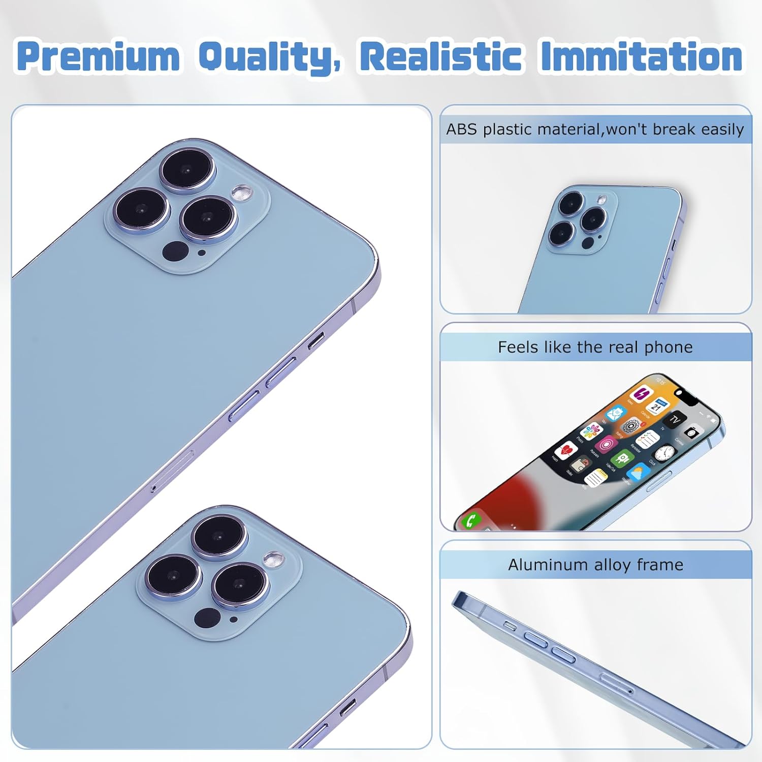 Dummy Fake Phone Model, Looks Like The Real Phone Compatible with Phone 13 Pro max, for Cell Phone Store Display or Send a Toy Phone 13 Promax for Kids (Blue Colorscreen)