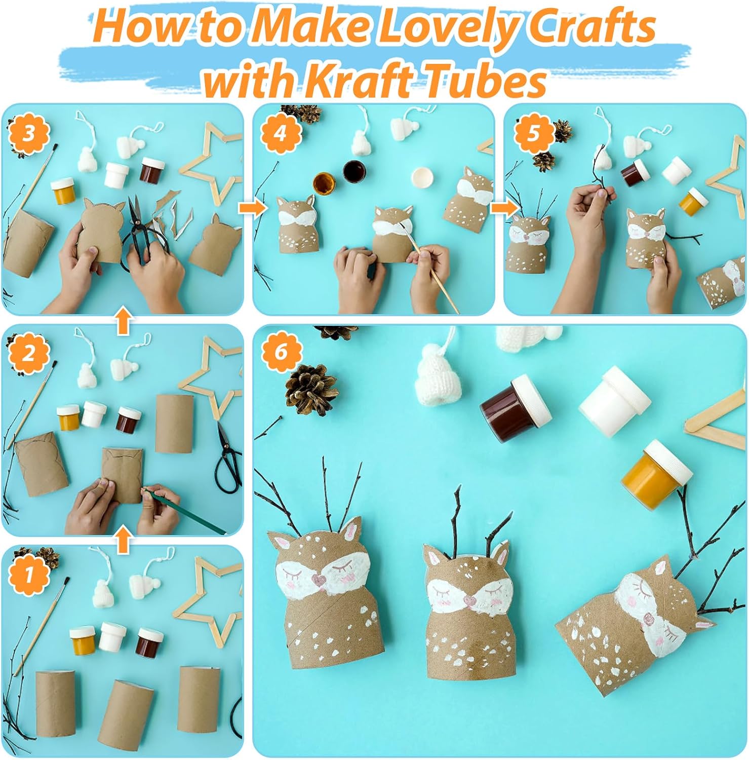 120-Pack Brown Cardboard Tubes for Crafts (1.5x3.4 Inch) | Bulk Kraft Paper Rolls for DIY, Art Supplies, Handicraft Projects & Holiday Decor - Crush Resistant