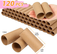 120-Pack Brown Cardboard Tubes for Crafts (1.5x3.4 Inch) | Bulk Kraft Paper Rolls for DIY, Art Supplies, Handicraft Projects & Holiday Decor - Crush Resistant