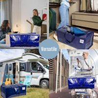 VENO 8 Pack Moving Bags w/Backpack Straps, Heavy Duty, Moving Boxes Alternative, Packing Supplies, Large Storage Totes for Dorm Room Essentials with Zipper for Clothes (Blue, 8 Pack) Blue 8 Pack