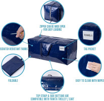 VENO 8 Pack Moving Bags w/Backpack Straps, Heavy Duty, Moving Boxes Alternative, Packing Supplies, Large Storage Totes for Dorm Room Essentials with Zipper for Clothes (Blue, 8 Pack) Blue 8 Pack