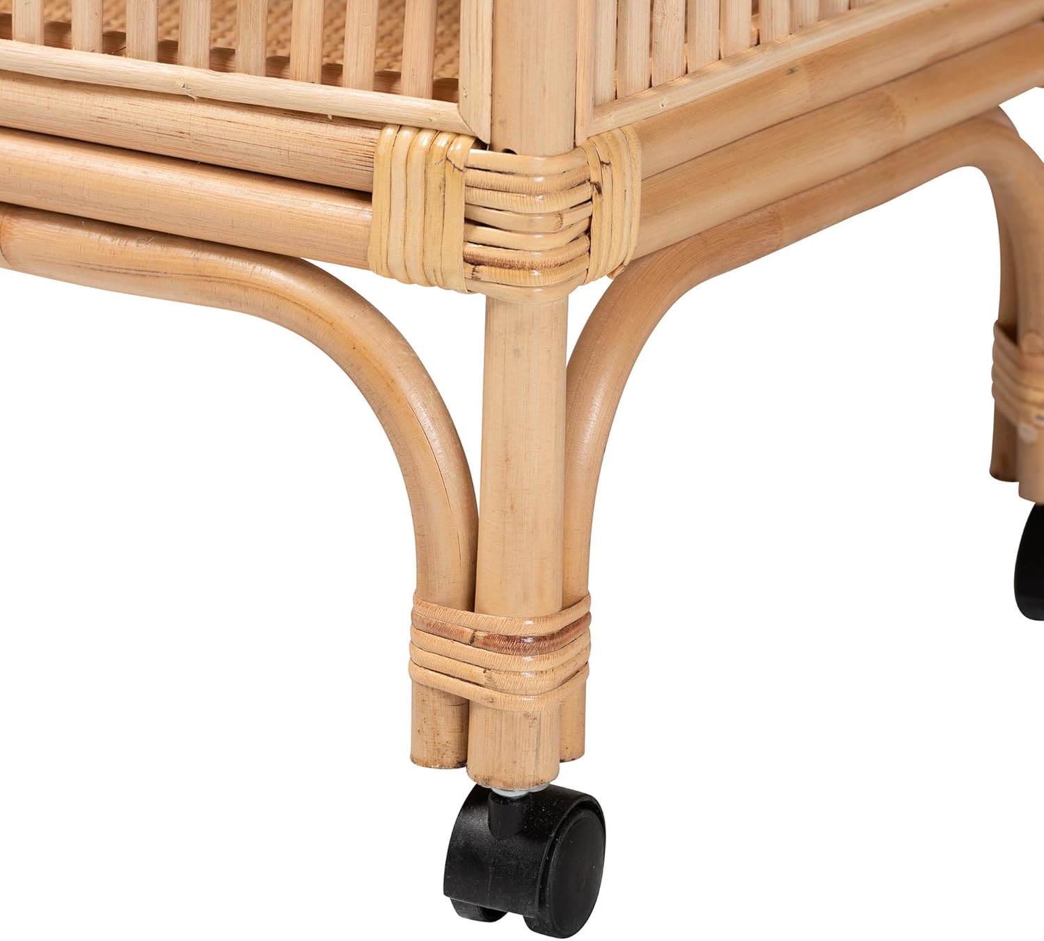 Bali & pari Lombok Modern Bohemian Natural Rattan 2-Tier Wine Cart