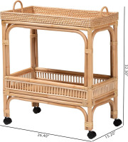 Bali & pari Lombok Modern Bohemian Natural Rattan 2-Tier Wine Cart