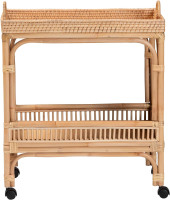 Bali & pari Lombok Modern Bohemian Natural Rattan 2-Tier Wine Cart