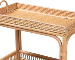 Bali & pari Lombok Modern Bohemian Natural Rattan 2-Tier Wine Cart