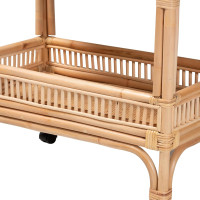 Bali & pari Lombok Modern Bohemian Natural Rattan 2-Tier Wine Cart