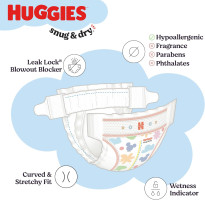 Huggies Size 1 Diapers, Snug & Dry Newborn Diapers, Size 1 (8-14 lbs), 256 Count (4 Packs of 64), Packaging May Vary Size 1 256