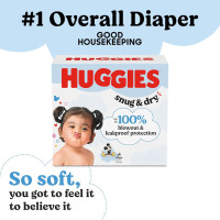 Huggies Size 1 Diapers, Snug & Dry Newborn Diapers, Size 1 (8-14 lbs), 256 Count (4 Packs of 64), Packaging May Vary Size 1 256