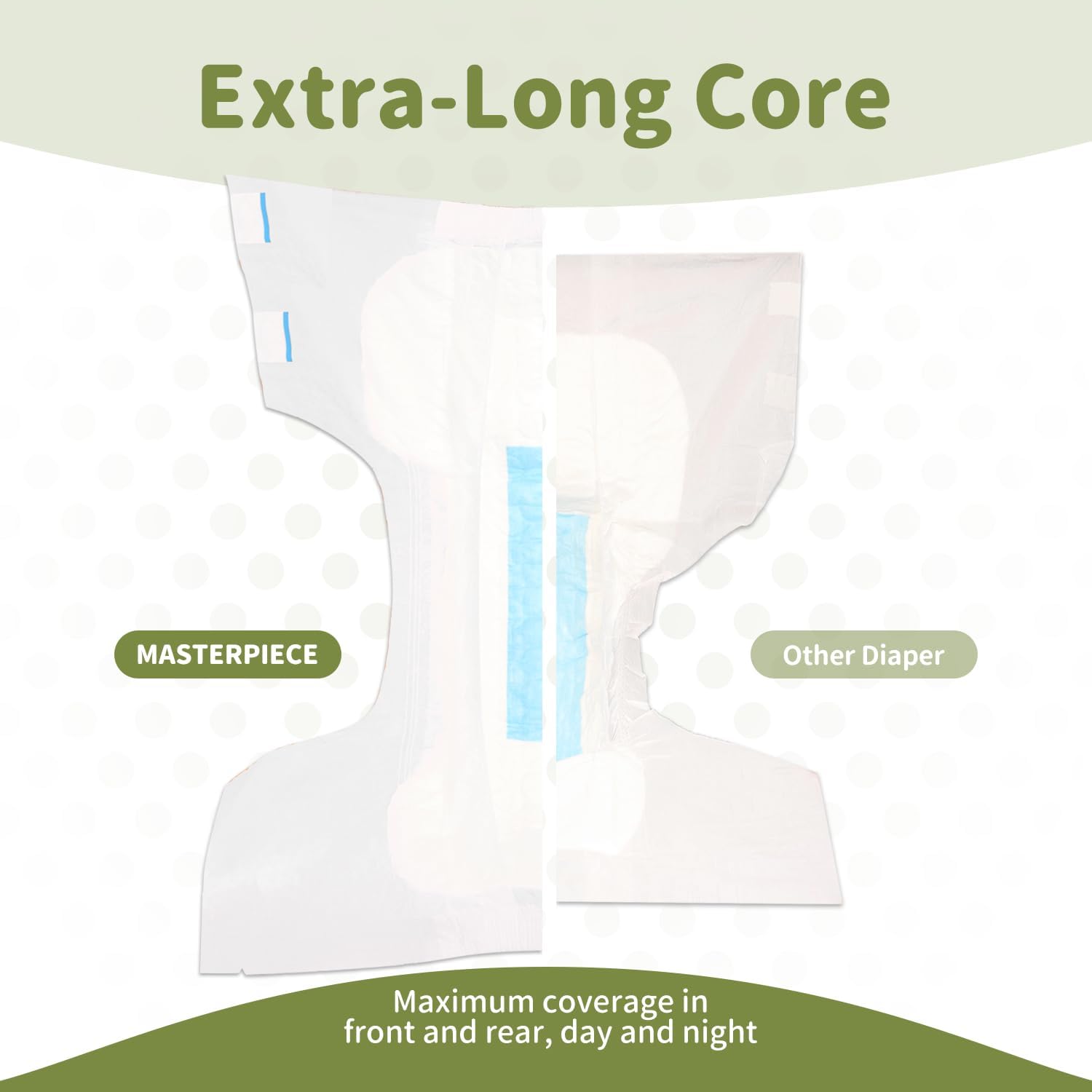 SUNKISS Masterpiece Adult Diapers with Tabs, Unisex Disposable Incontinence Briefs for Women and Men, Odor Control, White, Large/XLarge, Previously Large, 10 Count White L/XL(Pack of 10)