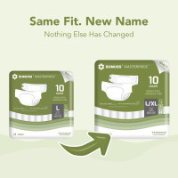 SUNKISS Masterpiece Adult Diapers with Tabs, Unisex Disposable Incontinence Briefs for Women and Men, Odor Control, White, Large/XLarge, Previously Large, 10 Count White L/XL(Pack of 10)