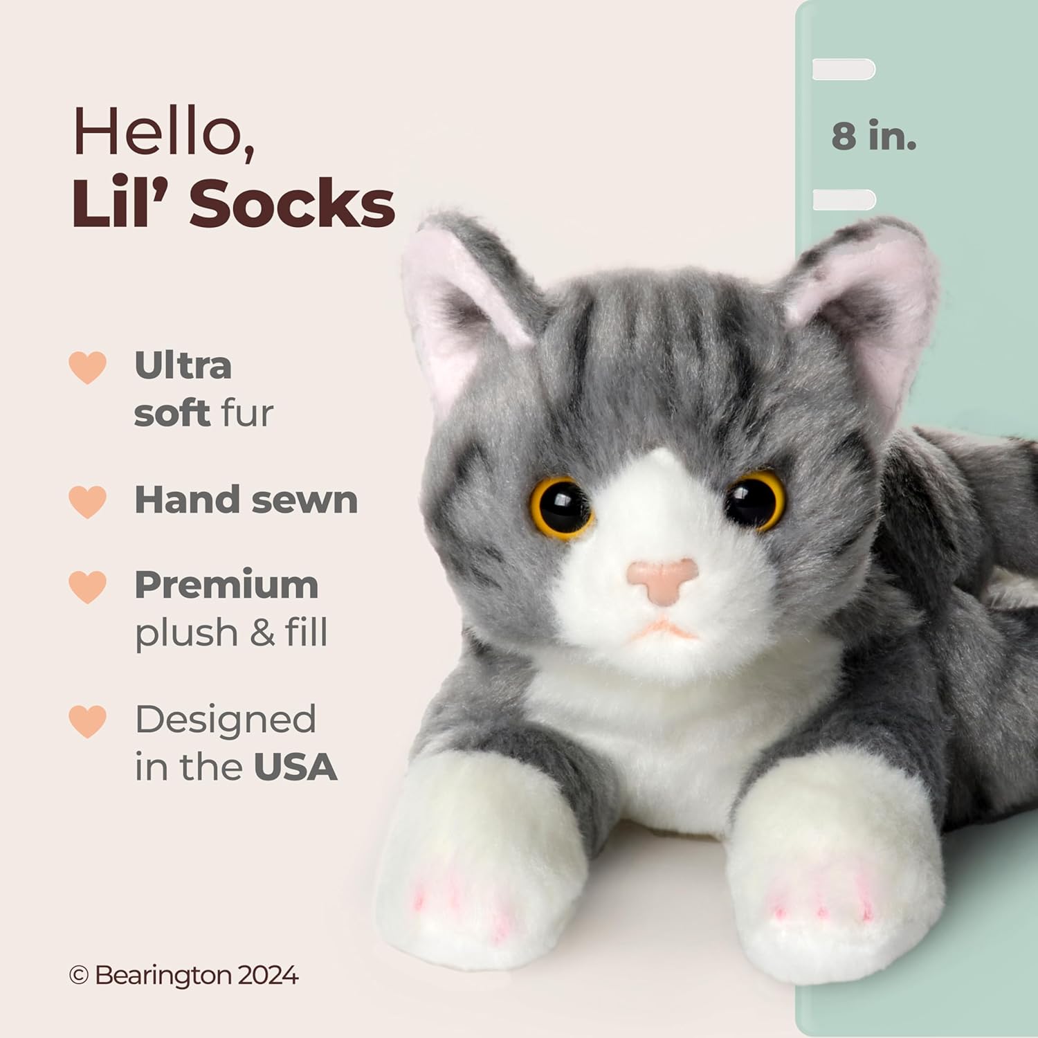 Bearington Lil' Socks Cat Stuffed Animal - 8