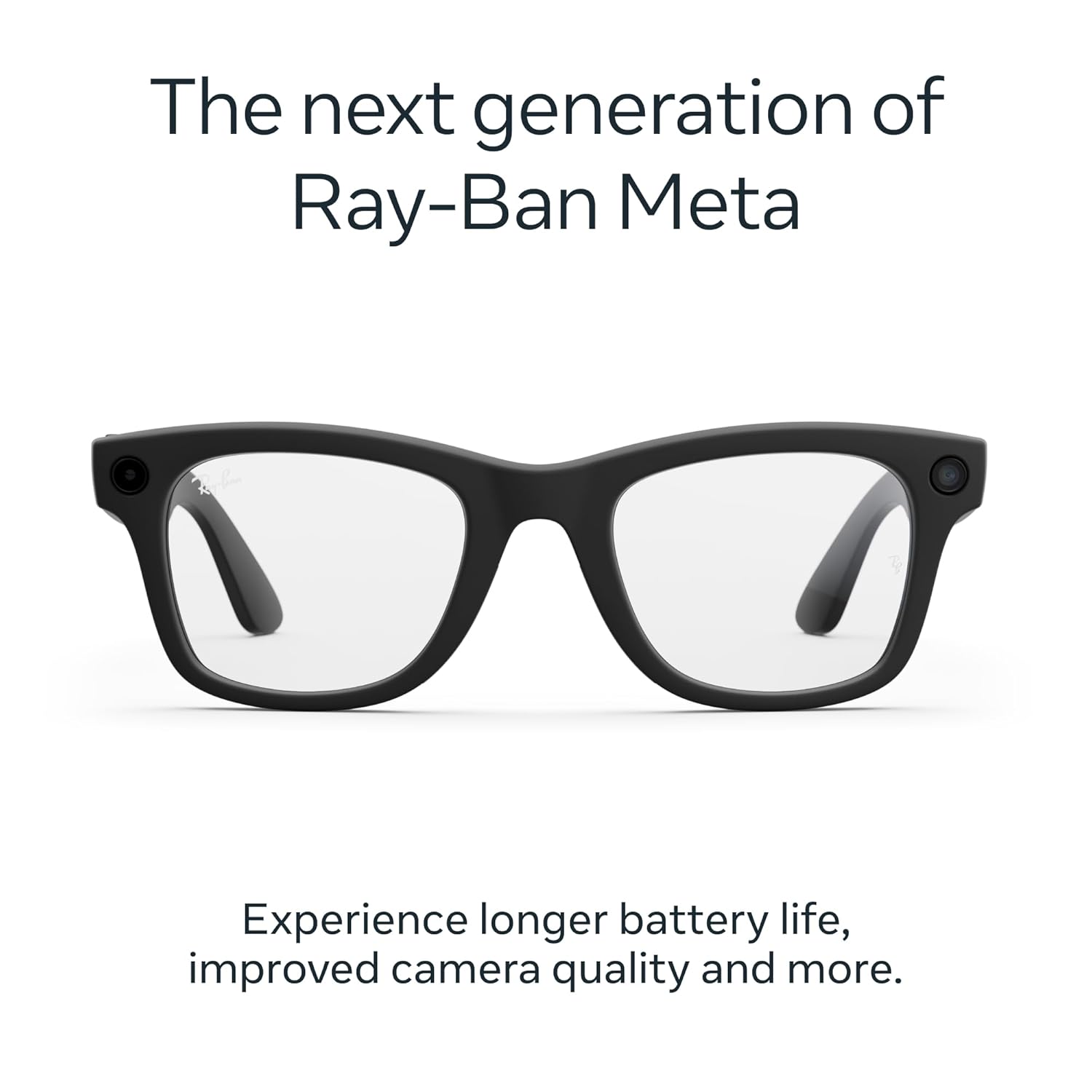 Ray-Ban Meta (Gen 2), Wayfarer, Matte Black | Smart AI Glasses for Men, Women — 2X Battery Life — 3K Ultra HD Resolution and 12 MP Wide Camera, Audio, Video — Clear Lenses — Wearable Technology Matte Black, Clear Lenses Standard