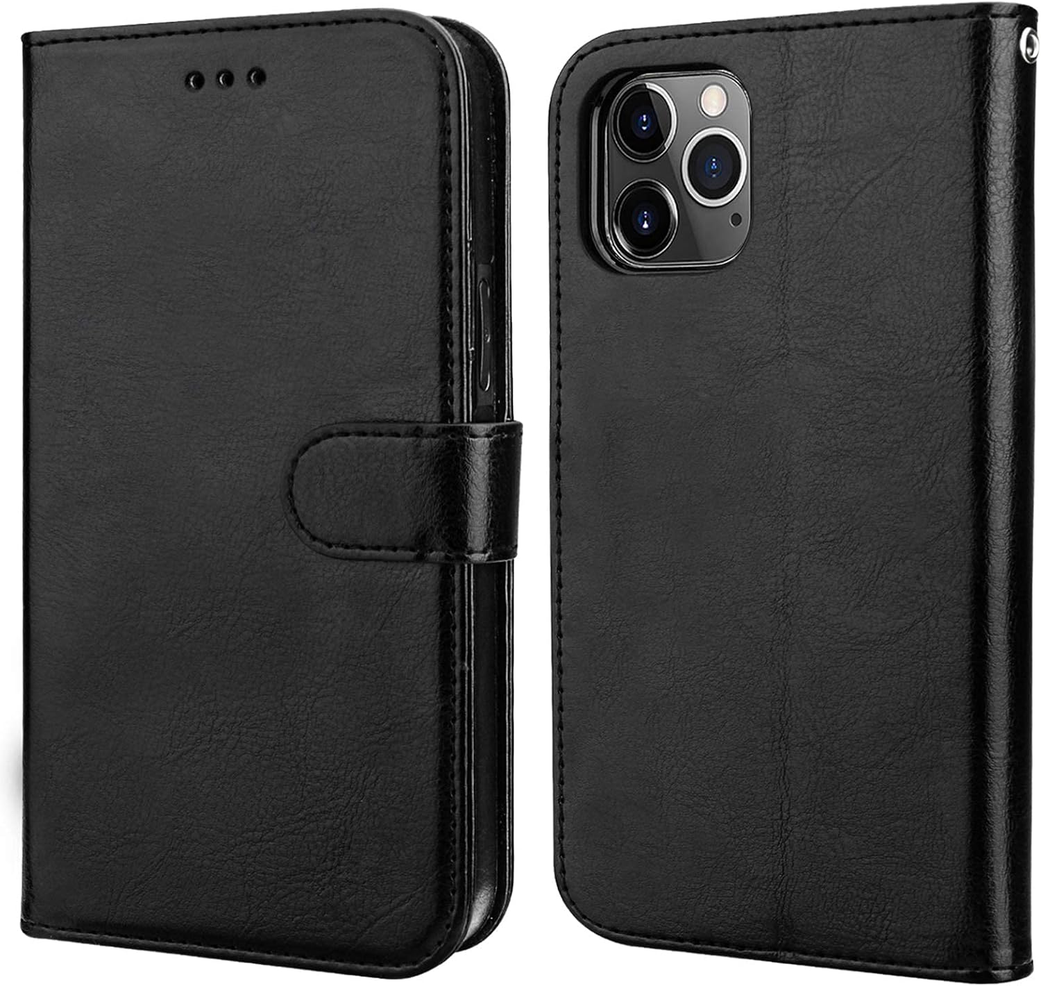 Bocasal Compatible with iPhone 12 & iPhone 12 Pro Wallet Case with Card Holder PU Leather Magnetic Detachable Kickstand Shockproof Wrist Strap Removable Flip Cover 6.1 inch (Black)