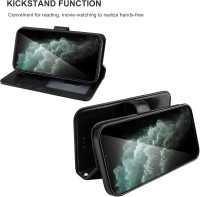 Bocasal Compatible with iPhone 12 & iPhone 12 Pro Wallet Case with Card Holder PU Leather Magnetic Detachable Kickstand Shockproof Wrist Strap Removable Flip Cover 6.1 inch (Black)