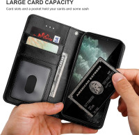 Bocasal Compatible with iPhone 12 & iPhone 12 Pro Wallet Case with Card Holder PU Leather Magnetic Detachable Kickstand Shockproof Wrist Strap Removable Flip Cover 6.1 inch (Black)