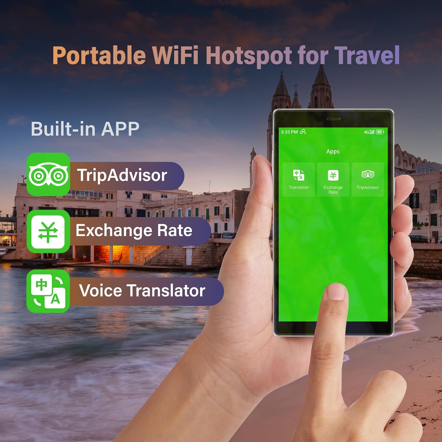 GlocalMe G4 Pro 4G LTE Mobile Hotspot with Global 1GB Data, Portable WiFi Hotspot for Travel in 200+ Countries, 5