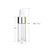 50Pcs 5ML Refillable Clear Glass Essential Oil Bottles Eye Dropper Vials Perfume Cosmetic Liquid Aromatherapy Lotion Sample Storage Containers Jars with Eye Dropper Dispenser, Silver Aluminum Cap