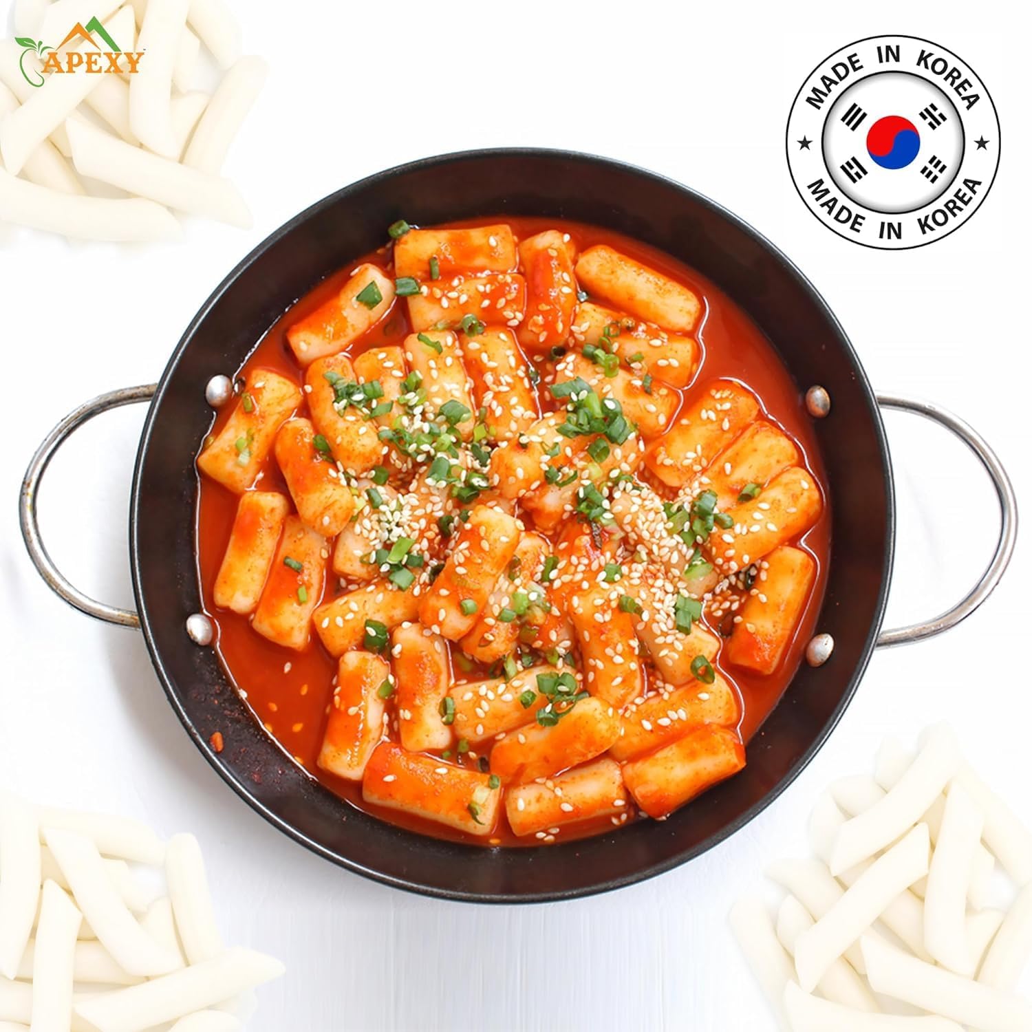 Apexy Korean Tteokbokki Rice Cake 21.16oz | No MSG, Gluten-Free, Non-GMO | Authentic Korean Sticky Rice Cakes for Stir-Fry & Spicy Tteokbokki | Fresh & Chewy Texture | Pack of 3 Plain 21.16 Ounce (Pack of 3)