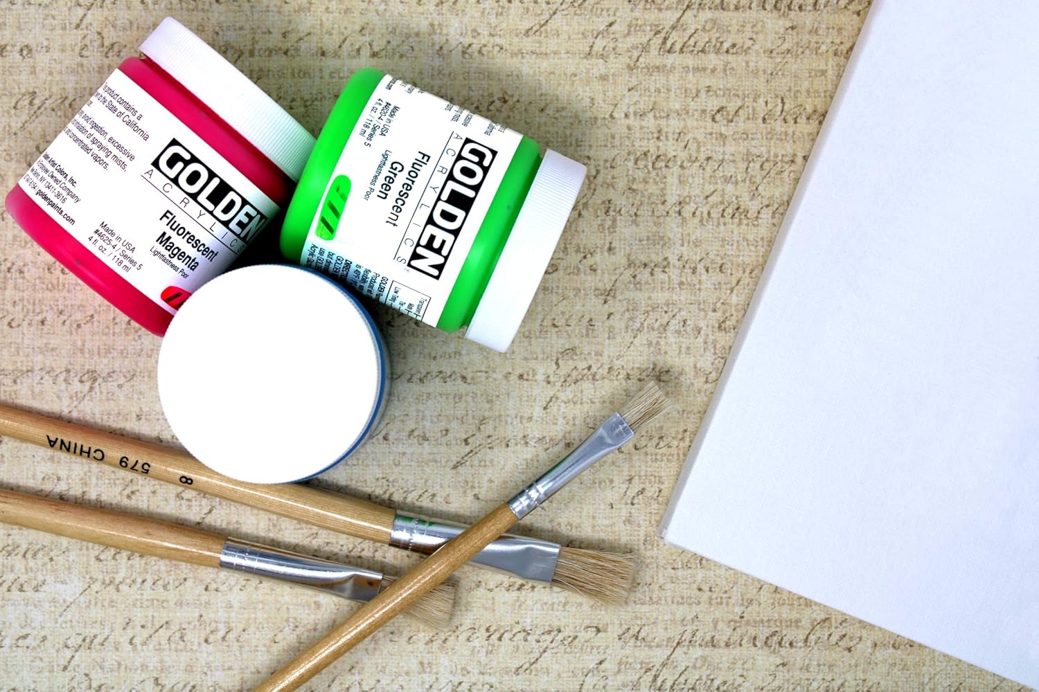 Golden Fluorescent Acrylic Colors Set | 4 Oz Heavy Body Acrylic paint | Complete Set of 8 Fluorescent Colors