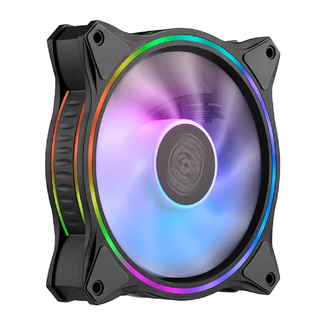 Cooler Master MasterFan MF120 Halo Duo-Ring Addressable RGB Lighting 120mm Fan, Absorbing Rubber Pads, PWM Static Pressure for 5V 3-Pin ARGB,NOT Work with 4-pin RGB or Standard RGB+12V(MF120 Halo) 120mm Gen 2 MF120 HALO