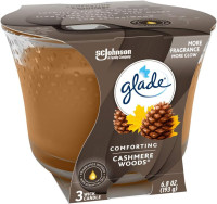 Glade Candle Cashmere Woods, Fragrance Candle Infused with Essential Oils, Air Freshener Candle, 3-Wick Candle, 6.8 Oz, 3 Count