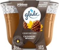 Glade Candle Cashmere Woods, Fragrance Candle Infused with Essential Oils, Air Freshener Candle, 3-Wick Candle, 6.8 Oz, 3 Count