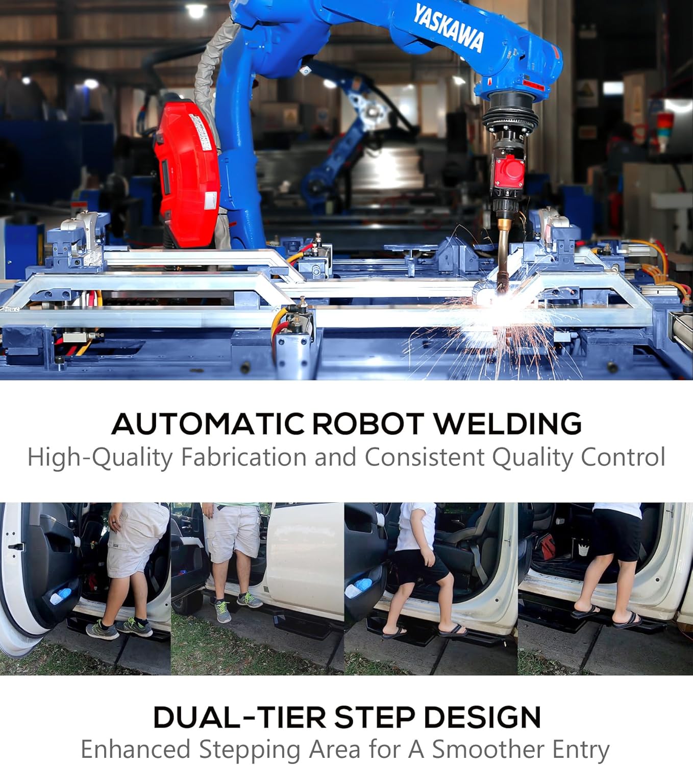 APS Stainless Steel Pocket Steps Running Boards Side Bars Compatible with Chevy Silverado GMC Sierra 1500 2500 3500 2001-2006 Crew Cab & Classic 07 iArmor Pocket Steps Black