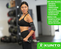 Kunto Fitness Elbow Brace Compression Support Sleeve (Shipped From USA) for Tendonitis, Tennis Elbow, Golf Elbow Treatment - Reduce Joint Pain During Any Activity! Large Multi-colored